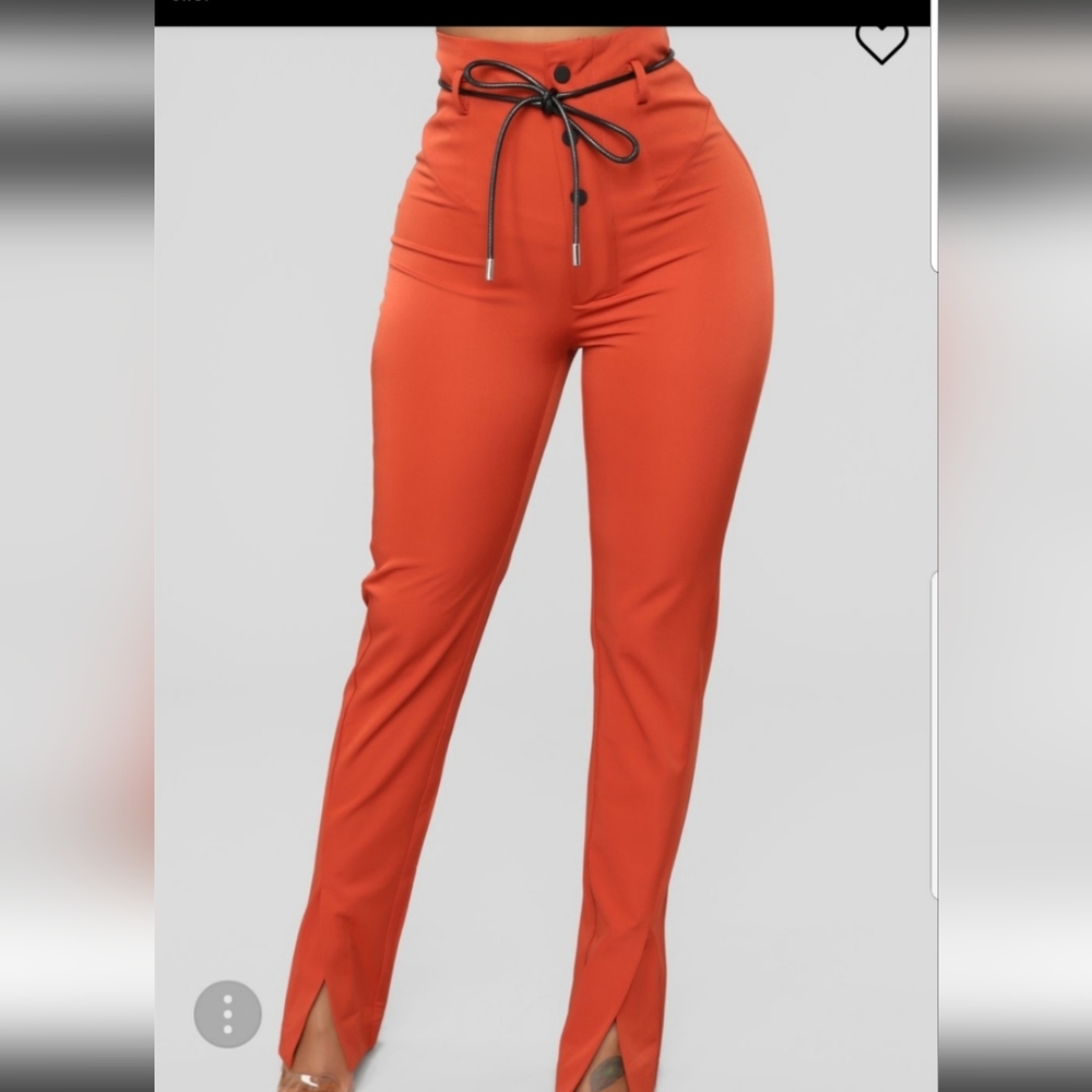 Rust Split Hem Pants - Picture 2 of 2